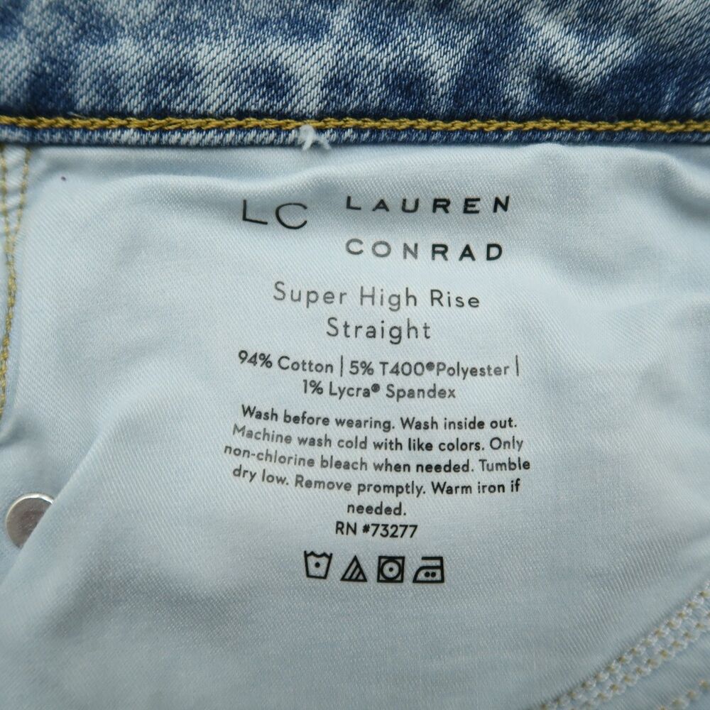 LC Lauren Conrad Jeans Women's Size 10 Blue Super High-Rise Straight 29" Inseam - Picture 10 of 16